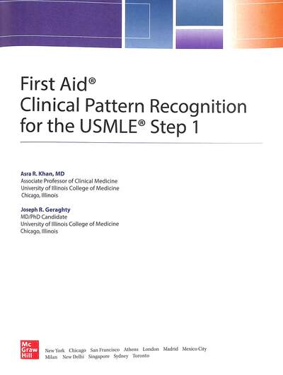 First Aid Clinical Pattern Recognition For the USMLE Step 1